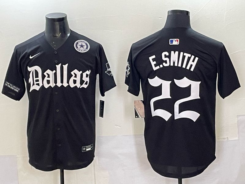 Men 2025 Nike Dallas Cowboys #22 E.Smith Black 5th generation Joint Name Limited NFL Jersey 019
